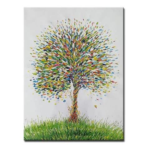Hand Painted Tree Of Different Seasons Canvas Wall Art