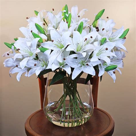 silk by design tiger lily floral arrangement in vase uk