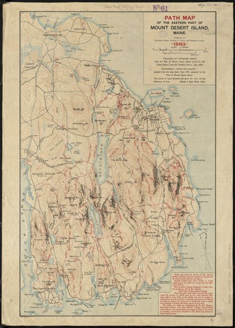 Path Map Of The Eastern Part Of Mount Desert Island Maine Norman B