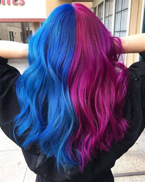 Brilliant Split Hair Color Ideas That Ll Make You Dye Your Hair Split Dyed Hair Hair
