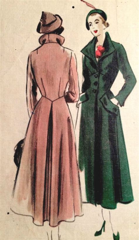 1949 Vintage Vogue Sewing Pattern Bust 38 Coat 1387 By Vogue 490