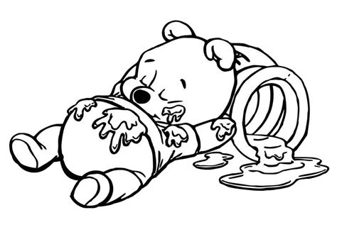Baby Winnie Pooh Napping After Lunch Coloring Pages Print Color Craft