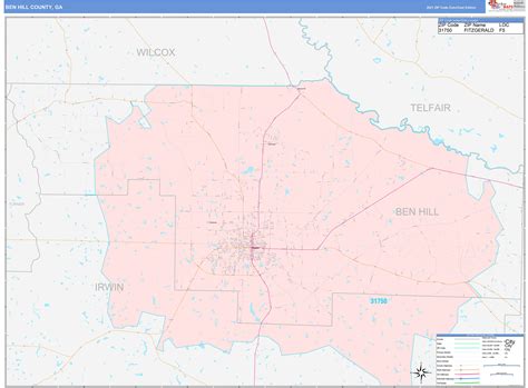 Ben Hill County Ga Wall Map Color Cast Style By Marketmaps Mapsales