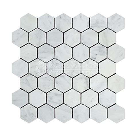 Carrara White Italian Bianco Carrara Marble 2 Inch Hexagon Mosaic