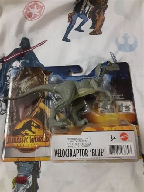 Mattel Jurassic World Dominion Ferocious Pack Velociraptor Blue Dinosaur Toy New £1190