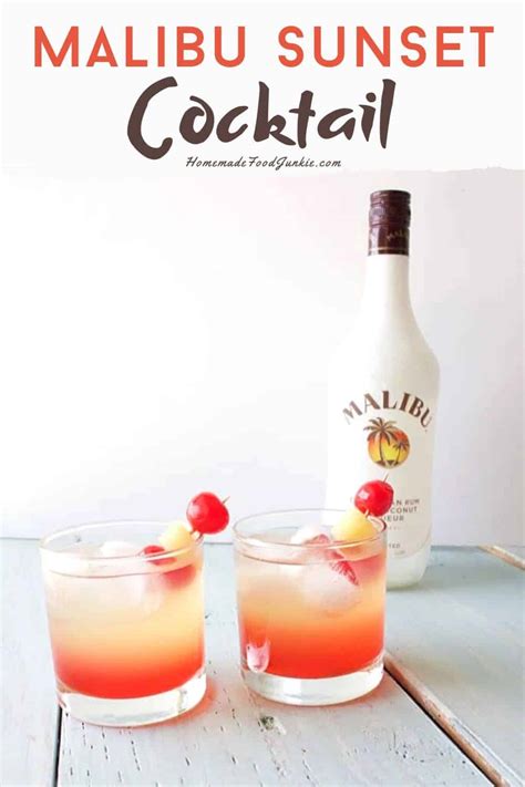 Weddings, summer parties, beach parties. Malibu Sunset Cocktail Mixed Drink Recipe - Homemade Food Junkie