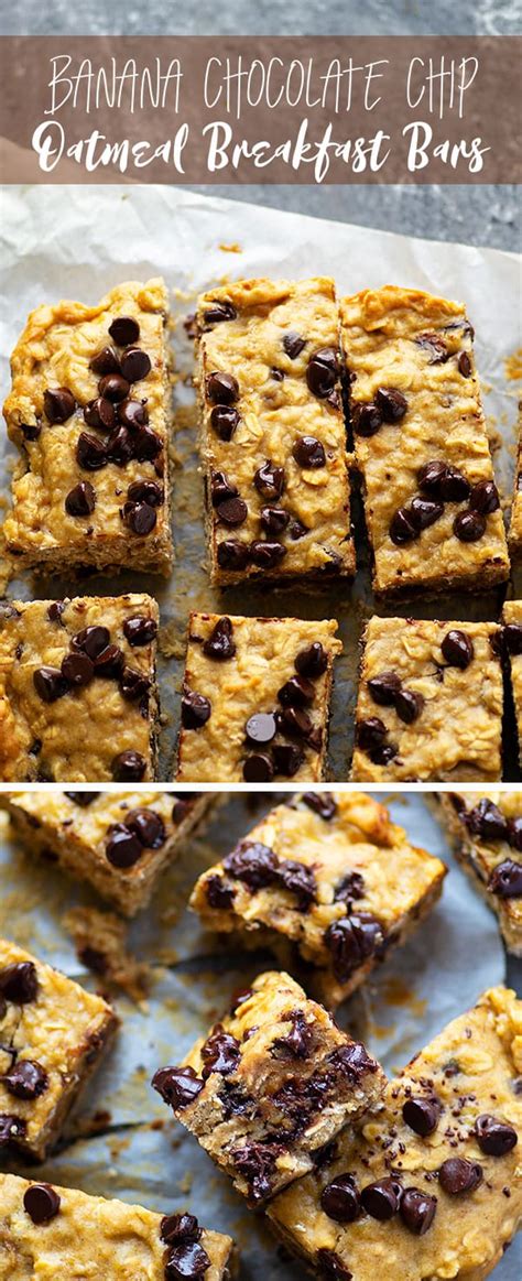 We recommend stirring in raisins, dried cranberries, sunflower seeds, mini chocolate chips or chopped pecans into this oatmeal bar recipe. Banana Chocolate Chip Oatmeal Breakfast Bars