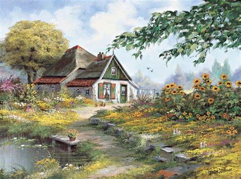 Charming Farmhouse Resim Sanatı Manzara Resimler