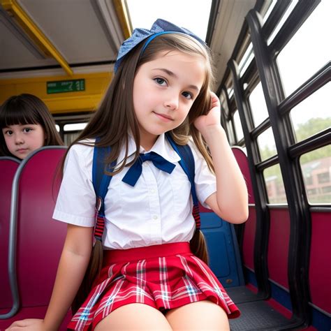 AI Generated Views On The Bus A Preteen Babegirl Sitting At The Back Of