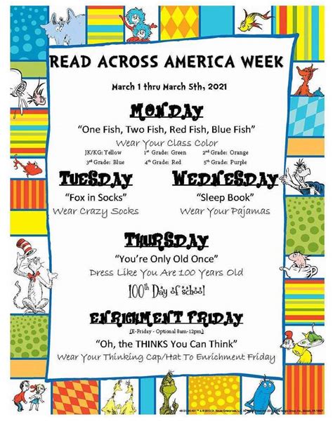 Read Across Americadr Seuss Week Stanley County 57 1 Public Schools