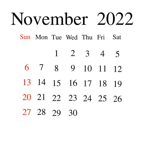 November Calendar Png Transparent Calendar November 2022 Calendar