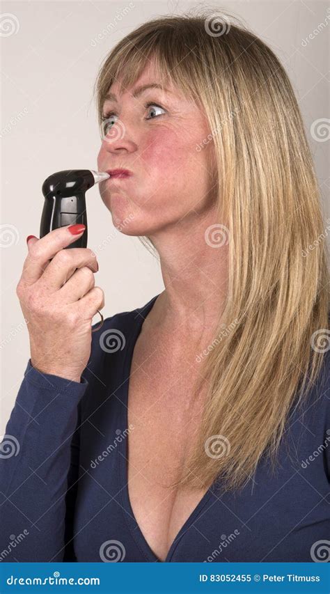 Blowing Into A Personal Breathalyser Stock Image Image Of Intake Puffing 83052455