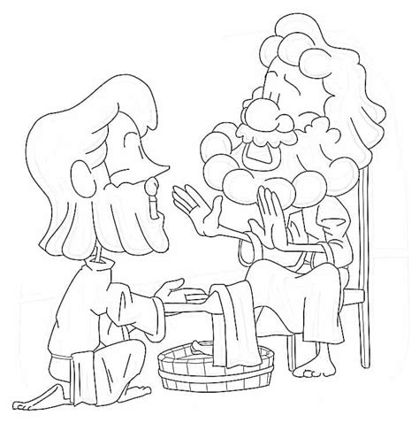 Jesus Washes The Disciples Feet Coloring Page Kids Bible Lessons