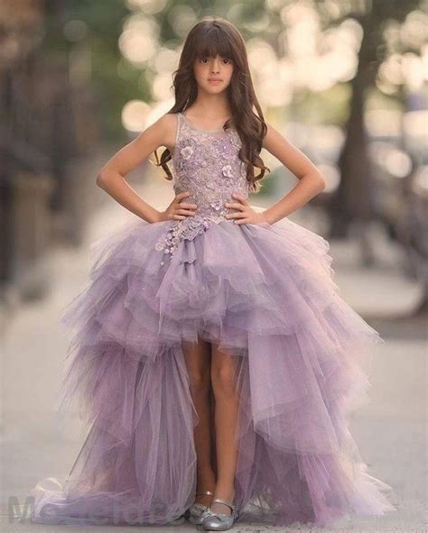 2019 Unique Design High Low Girls Pageant Dresses Jewel Lace Appliques