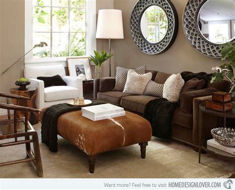 Comfortable And Inviting Brown Color Schemed Living Room Brown Couch
