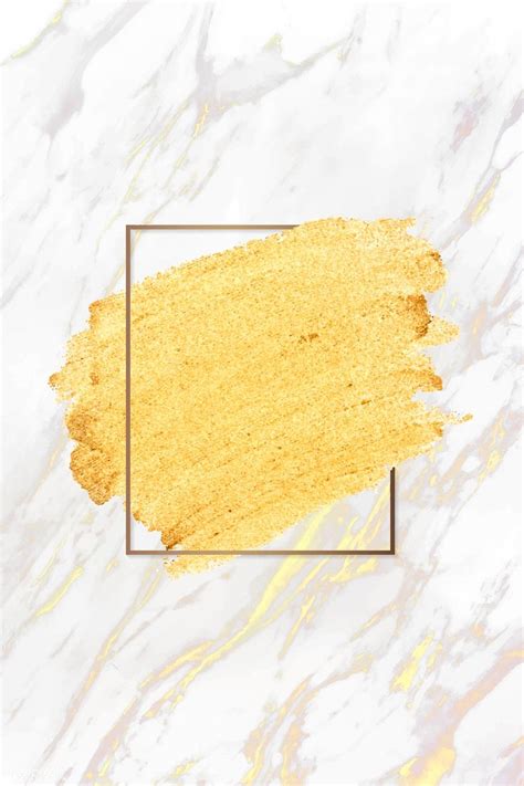 Gold Paint With A Golden Rectangle Frame On A White Marble Background