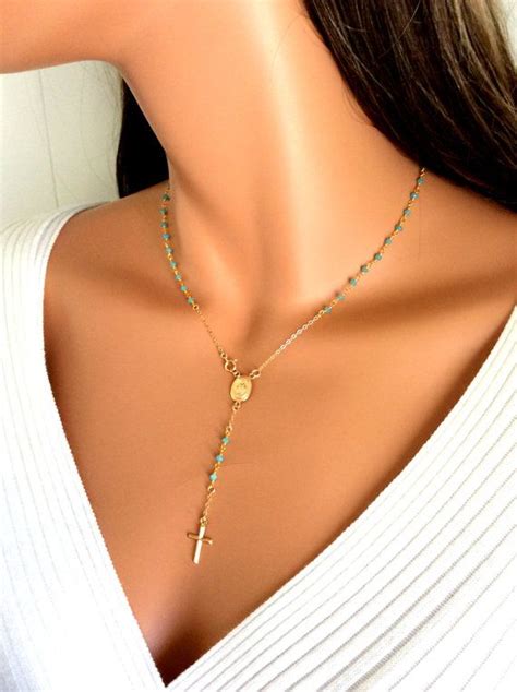 Rosary Necklae Gold Filled Or Sterling Silver Cross Necklaces Etsy