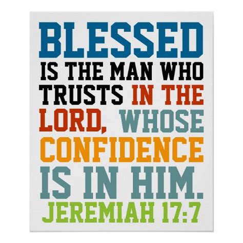 Blessed Is The Man Bible Verse Jeremiah 177 Poster Zazzle