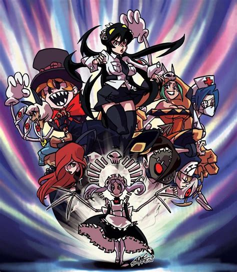 Skullgirls Group Pic By Eisu Skullgirls Anime Drawings