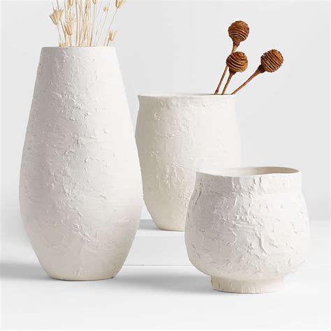 White Textured Ceramic Vases Crate And Barrel