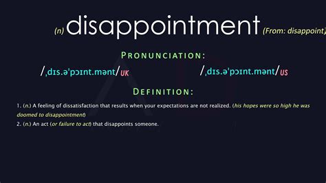 Disappointment Meaning And Pronunciation Audio Dictionary Youtube