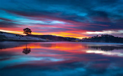 Download 2880x1800 Wallpaper Lake Reflections Sunset Clouds Nature