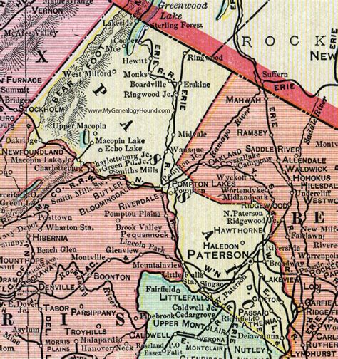 Passaic County New Jersey 1905 Map Cram Paterson