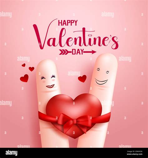 Valentines Couple Vector Background Design Happy Valentines Day Text With In Love Finger