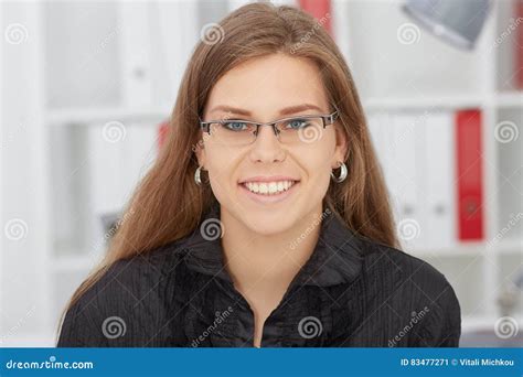Beautiful Smiling Businesswoman With Glasses Stock Image Image Of Beautiful Executive 83477271