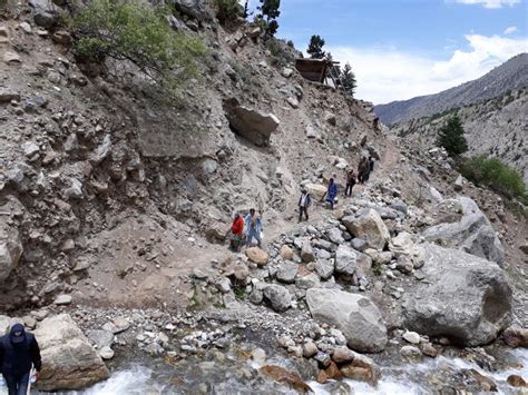 Mountain Landslide Disaster In Sesmically Dangerous Area Large Cracks