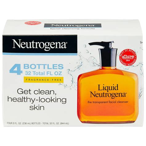 Liquid Neutrogena Fragrance Free Facial Cleanser 8 Fl Oz 4 Pk