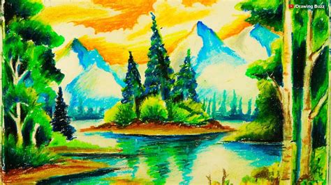 How To Draw Forest Scenery With Oil Pastel Step By Step Drawing Buzz