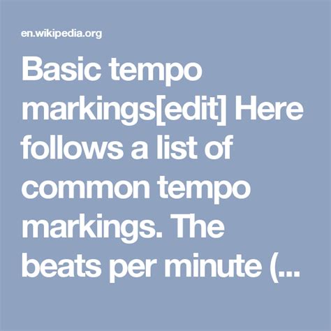 Basic Tempo Markings Edit Here Follows A List Of Common Tempo Markings