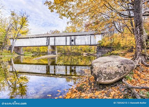 Covered Bridge Over Sugar Creek Stock Image Image Of Rocks Historic