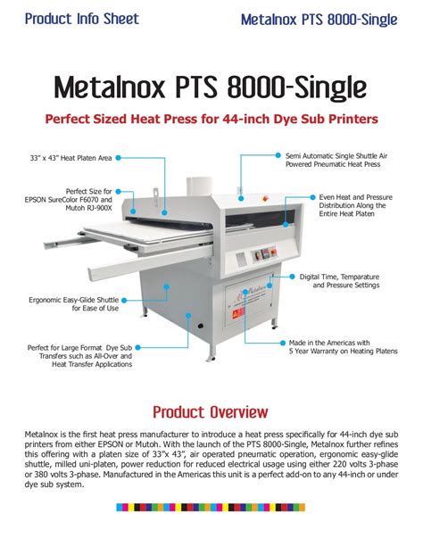 Metalnox Pts 8000 Single Heat Press