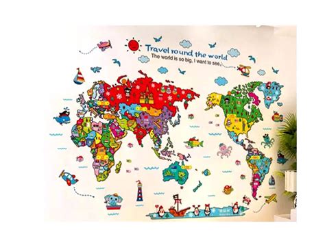 Sticker Harta Lumii Folina Pentru Copii Multicolor 85x120 Cm