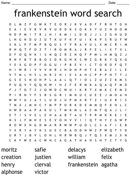 Frankenstein Crossword Puzzle Wordmint