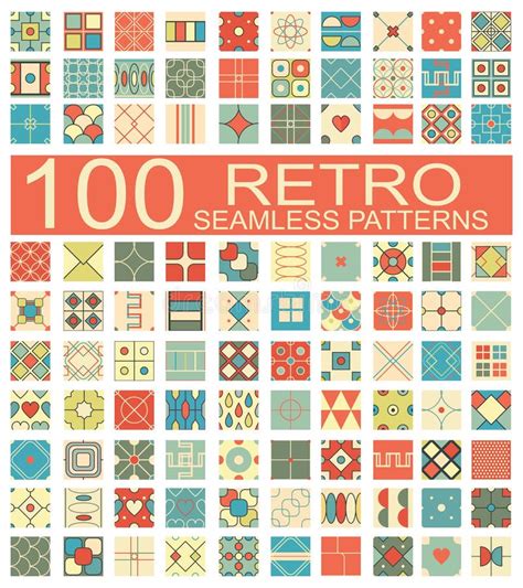 Set Retro 100 Seamless Patterns Stock Illustrations 76 Set Retro 100