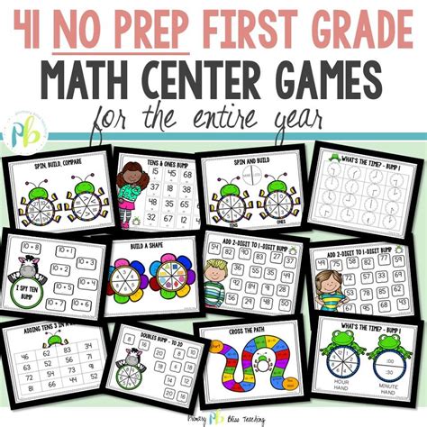 No Prep 1st Grade Math Center Games For The Year
