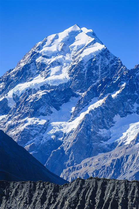 Close Up Of Mount Cook The Highest Mountain In New Zealand Unesco