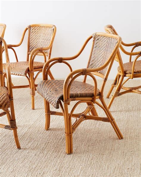 Woven French Bistro Style Rattan Dining Chairs At 1stdibs Woven