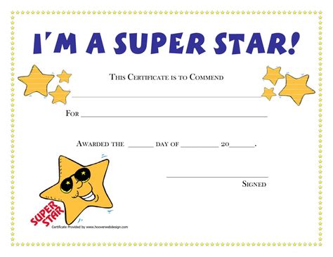 Star Of The Week Certificate Template Professional Template Examples