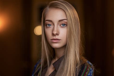 Anna Ioannova Women Model Actress Blonde Blue Eyes Long Hair Depth Of