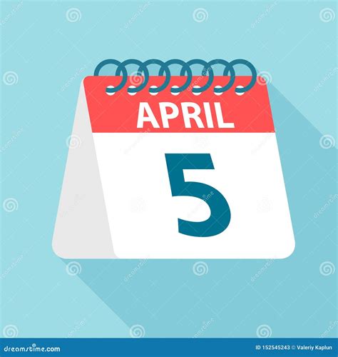 April 5 Calendar Icon Vector Illustration Of One Day Of Month