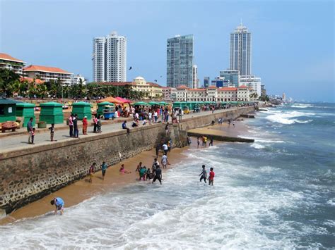 The Indian Ocean Beach Along The Galle Face Green In Central Colombo
