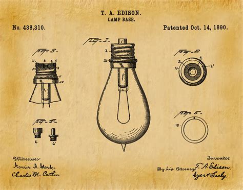 Giclée Edison Light Patent Print Prints Art And Collectibles Pe