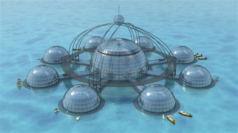 Futuristic Multi Pod Habitat That Submerges Underwater Underwater City Floating Architecture