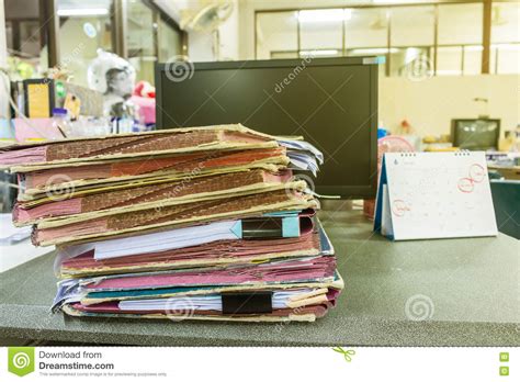 Pile Of Documents On Desk Stock Image Image Of List 73684299