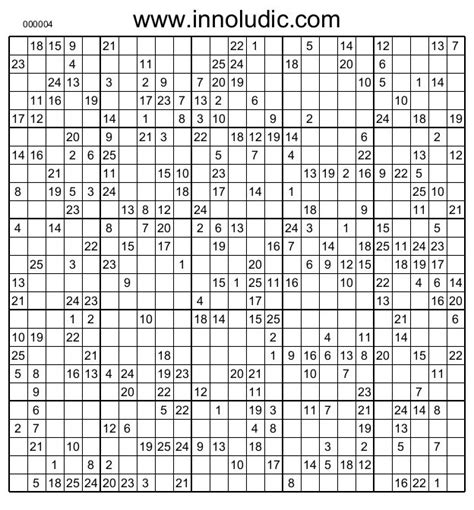 Super Sudoku 25x25 4 Sudoku Printable Sudoku Sudoku Puzzles