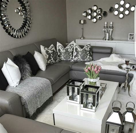 Enticemedear ♔ Living Room Grey Black White Grey